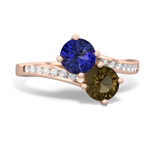 Lab Sapphire Lab Created Sapphire with Genuine Smoky Quartz Keepsake Two Stone ring Ring