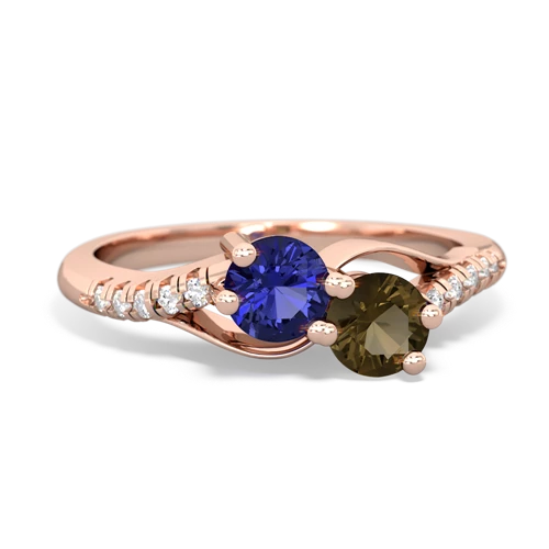 Lab Sapphire Lab Created Sapphire with Genuine Smoky Quartz Two Stone Infinity ring Ring