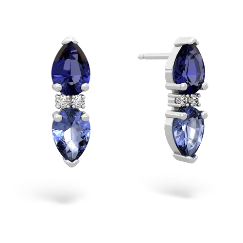 lab sapphire-tanzanite bowtie earrings