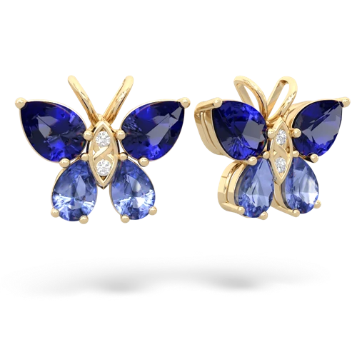 lab sapphire-tanzanite butterfly earrings