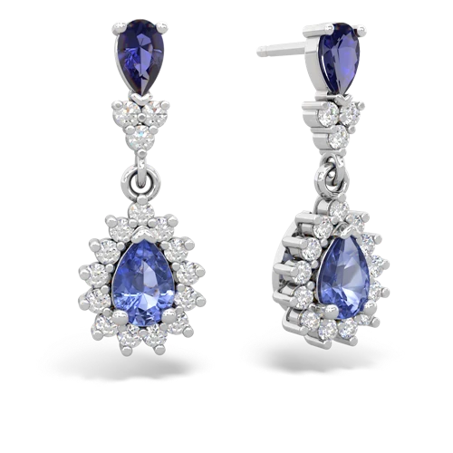 lab sapphire-tanzanite dangle earrings