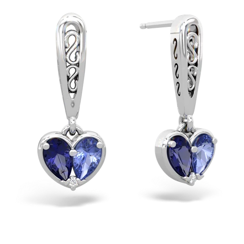 lab sapphire-tanzanite filligree earrings