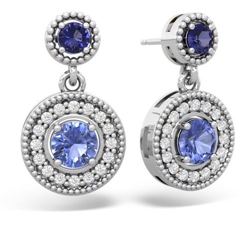 lab sapphire-tanzanite halo earrings