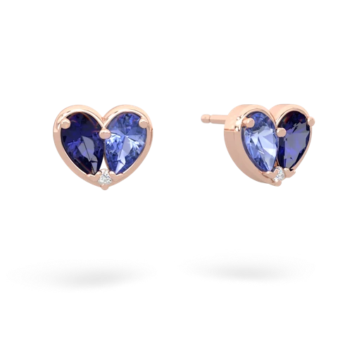 lab sapphire-tanzanite one heart earrings