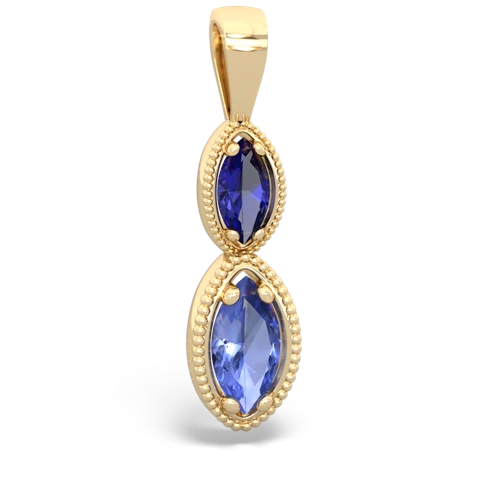 Lab Sapphire Lab Created Sapphire with Genuine Tanzanite Antique-style Halo pendant Pendant