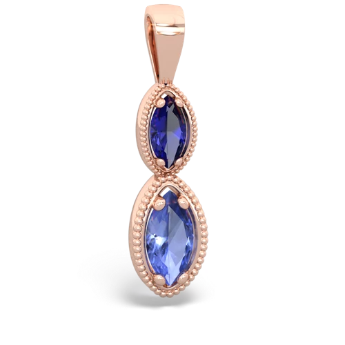 lab sapphire-tanzanite antique milgrain pendant