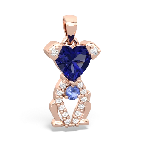 lab sapphire-tanzanite birthstone puppy pendant