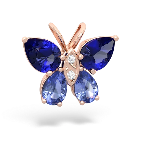 lab sapphire-tanzanite butterfly pendant