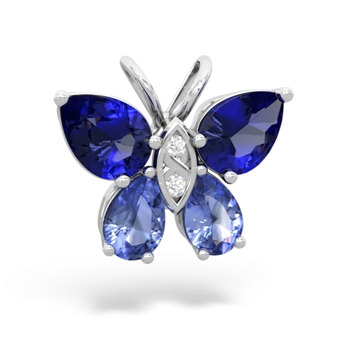 lab sapphire-tanzanite butterfly pendant