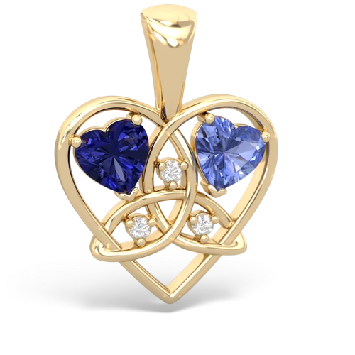 Lab Sapphire Lab Created Sapphire with Genuine Tanzanite Celtic Trinity Heart pendant Pendant