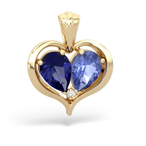 lab sapphire-tanzanite half heart whole pendant