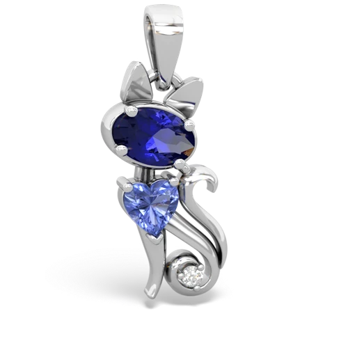 lab sapphire-tanzanite kitten pendant