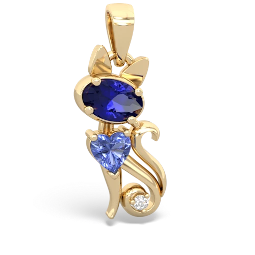 lab sapphire-tanzanite kitten pendant