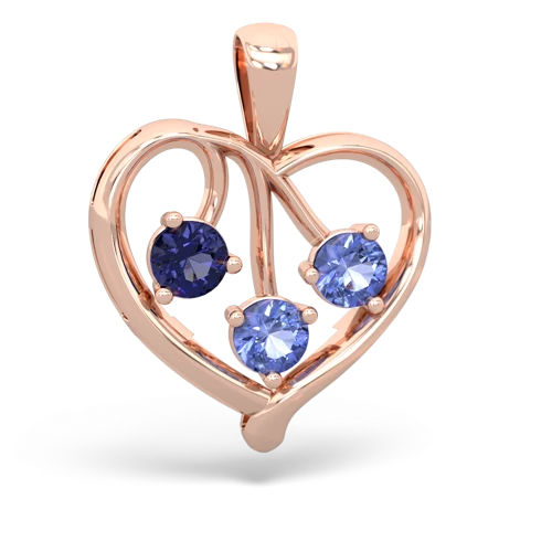 Lab Sapphire Lab Created Sapphire with Genuine Tanzanite and  Glowing Heart pendant Pendant