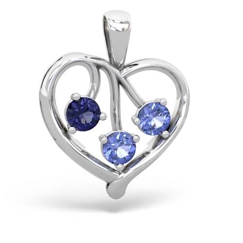 Lab Sapphire Lab Created Sapphire with Genuine Tanzanite and Genuine Opal Glowing Heart pendant Pendant