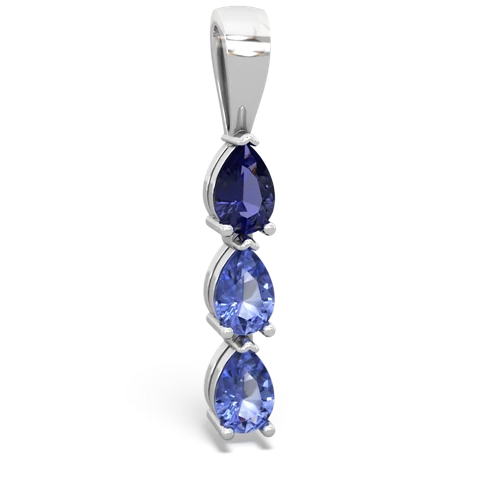 Lab Sapphire Lab Created Sapphire with Genuine Tanzanite and  Three Stone pendant Pendant