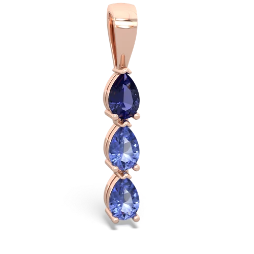 lab sapphire-tanzanite three stone pendant