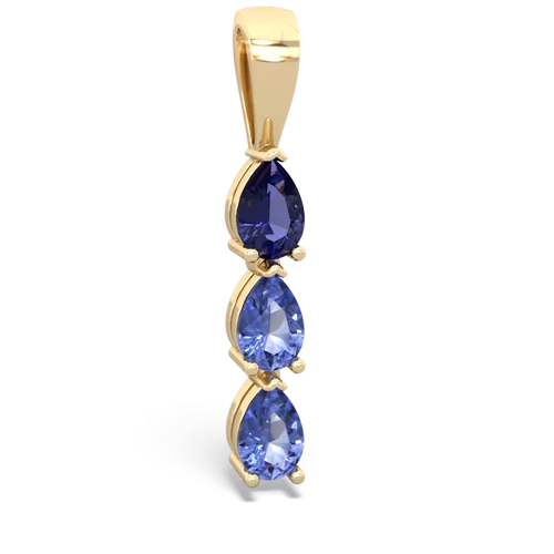 lab sapphire-tanzanite three stone pendant