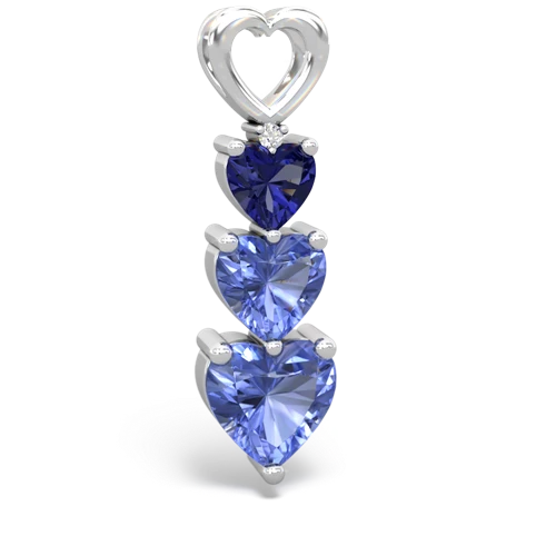 lab sapphire-tanzanite three stone pendant