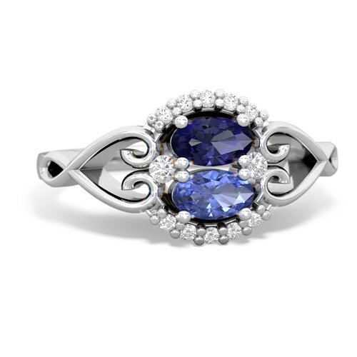 lab sapphire-tanzanite antique keepsake ring