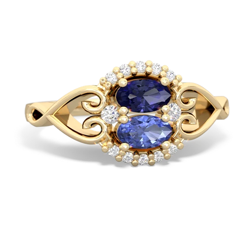 lab sapphire-tanzanite antique keepsake ring