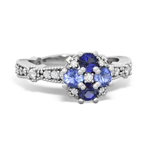 Lab Sapphire Lab Created Sapphire with Genuine Tanzanite Milgrain Antique Style ring Ring