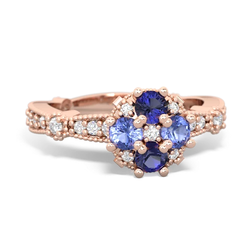 lab sapphire-tanzanite art deco engagement ring