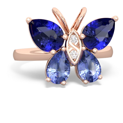 lab sapphire-tanzanite butterfly ring