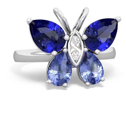 lab sapphire-tanzanite butterfly ring