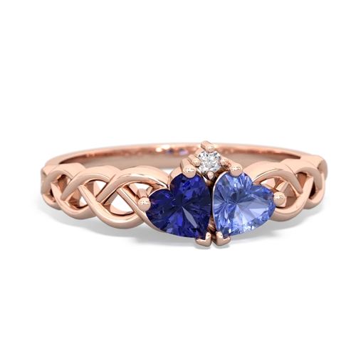 Lab Sapphire Lab Created Sapphire with Genuine Tanzanite Heart to Heart Braid ring Ring