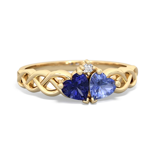 lab sapphire-tanzanite celtic braid ring