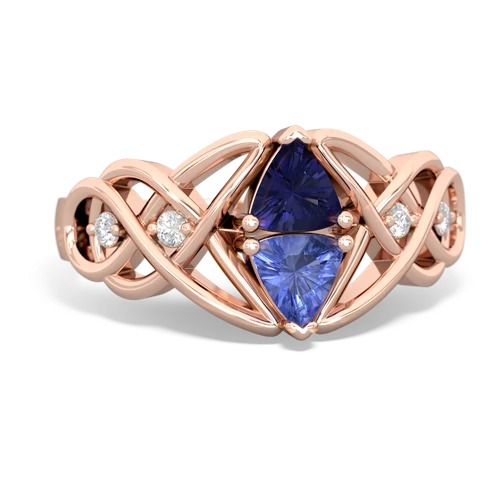 lab sapphire-tanzanite celtic knot ring