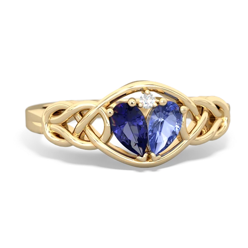 lab sapphire-tanzanite celtic knot ring