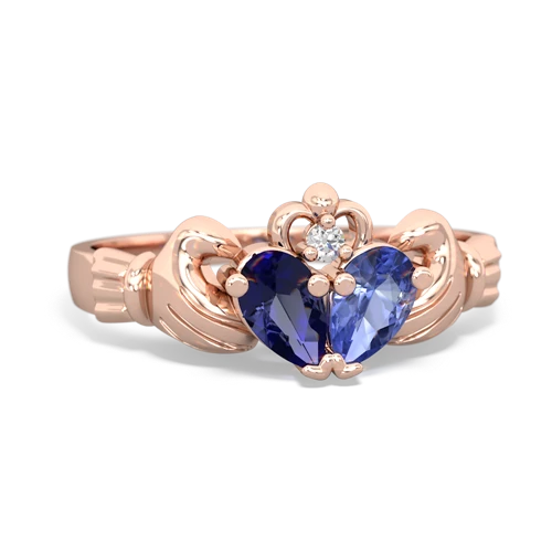 lab sapphire-tanzanite claddagh ring