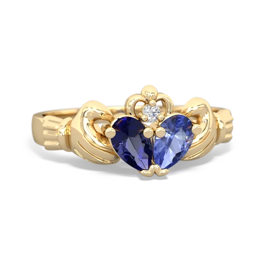 lab sapphire-tanzanite claddagh ring