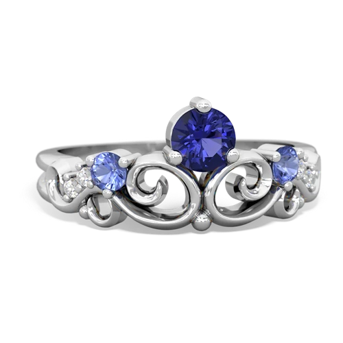 Lab Sapphire Lab Created Sapphire with Genuine Tanzanite and  Crown Keepsake ring Ring