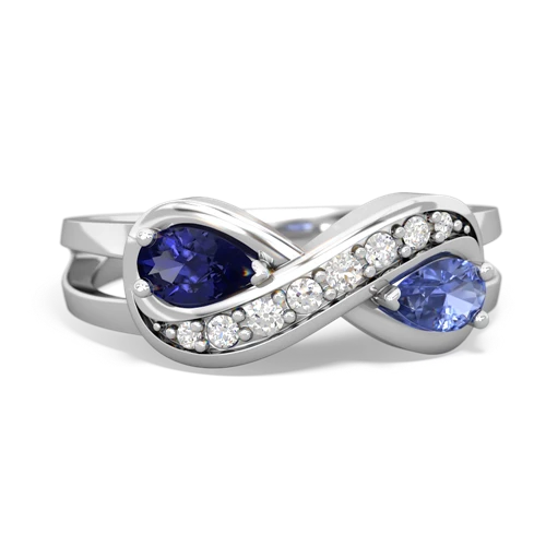 Lab Sapphire Lab Created Sapphire with Genuine Tanzanite Diamond Infinity ring Ring