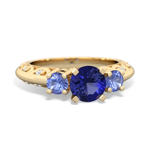 Lab Sapphire Lab Created Sapphire with Genuine Tanzanite Art Deco ring Ring