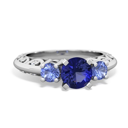 lab sapphire-tanzanite engagement ring