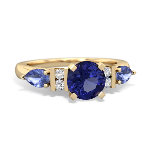 Lab Sapphire Lab Created Sapphire with Genuine Tanzanite and Genuine Aquamarine Engagement ring Ring