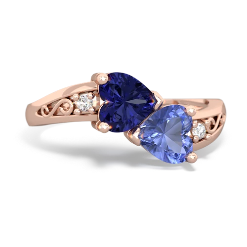 lab sapphire-tanzanite filligree ring