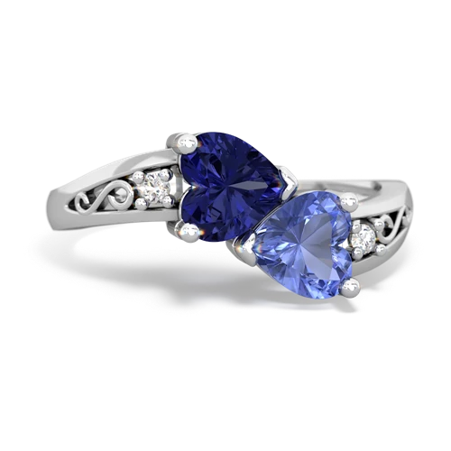 lab sapphire-tanzanite filligree ring