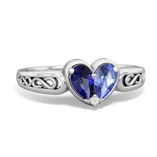 Lab Sapphire Lab Created Sapphire with Genuine Tanzanite filligree Heart ring Ring