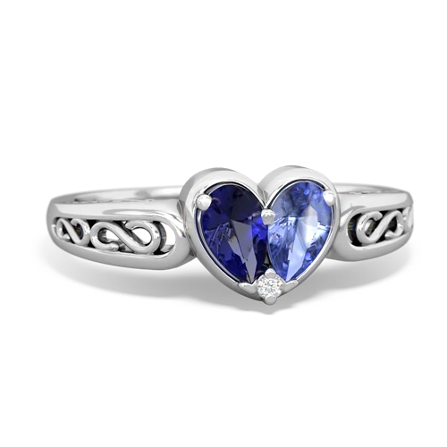 lab sapphire-tanzanite filligree ring