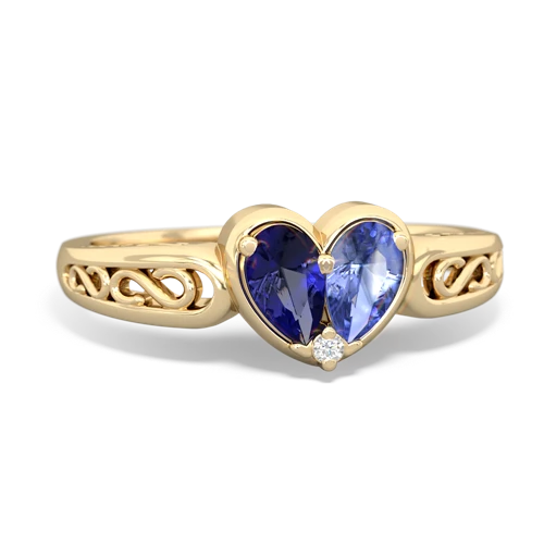 lab sapphire-tanzanite filligree ring