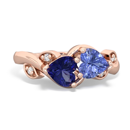 Lab Sapphire Lab Created Sapphire with Genuine Tanzanite Floral Elegance ring Ring