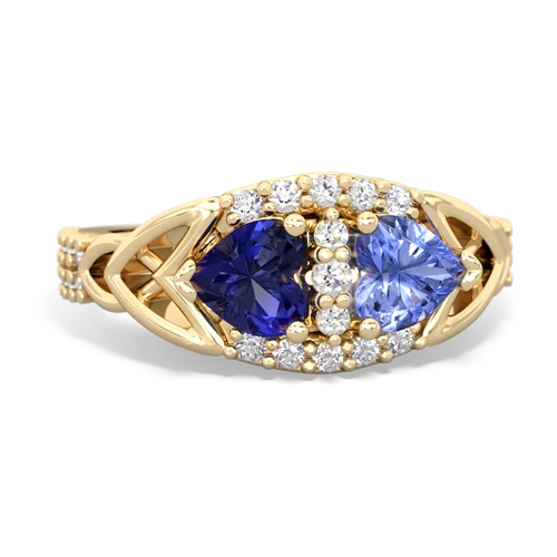 lab sapphire-tanzanite keepsake engagement ring