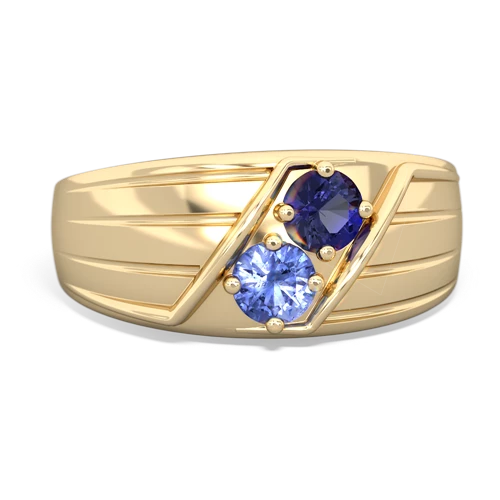 Lab Sapphire Lab Created Sapphire with Genuine Tanzanite Art Deco Men's ring Ring