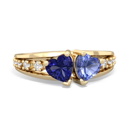 Lab Sapphire Lab Created Sapphire with Genuine Tanzanite Heart to Heart ring Ring