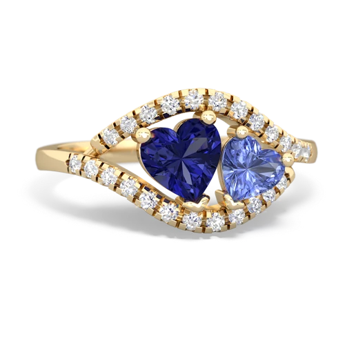 lab sapphire-tanzanite mother child ring